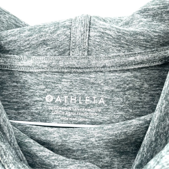 ATHLETA Uptempo Marled Green Stretch Pullover Long Sleeve Hoodie Sweatshirt Top - Picture 8 of 9